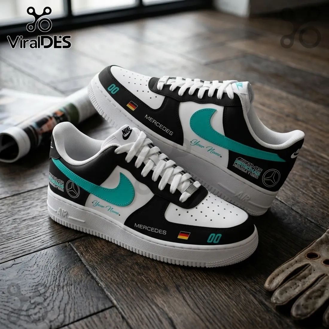 Mercedes AMG Petronas F1 Custom Nike Air Force 1 Sneakers
