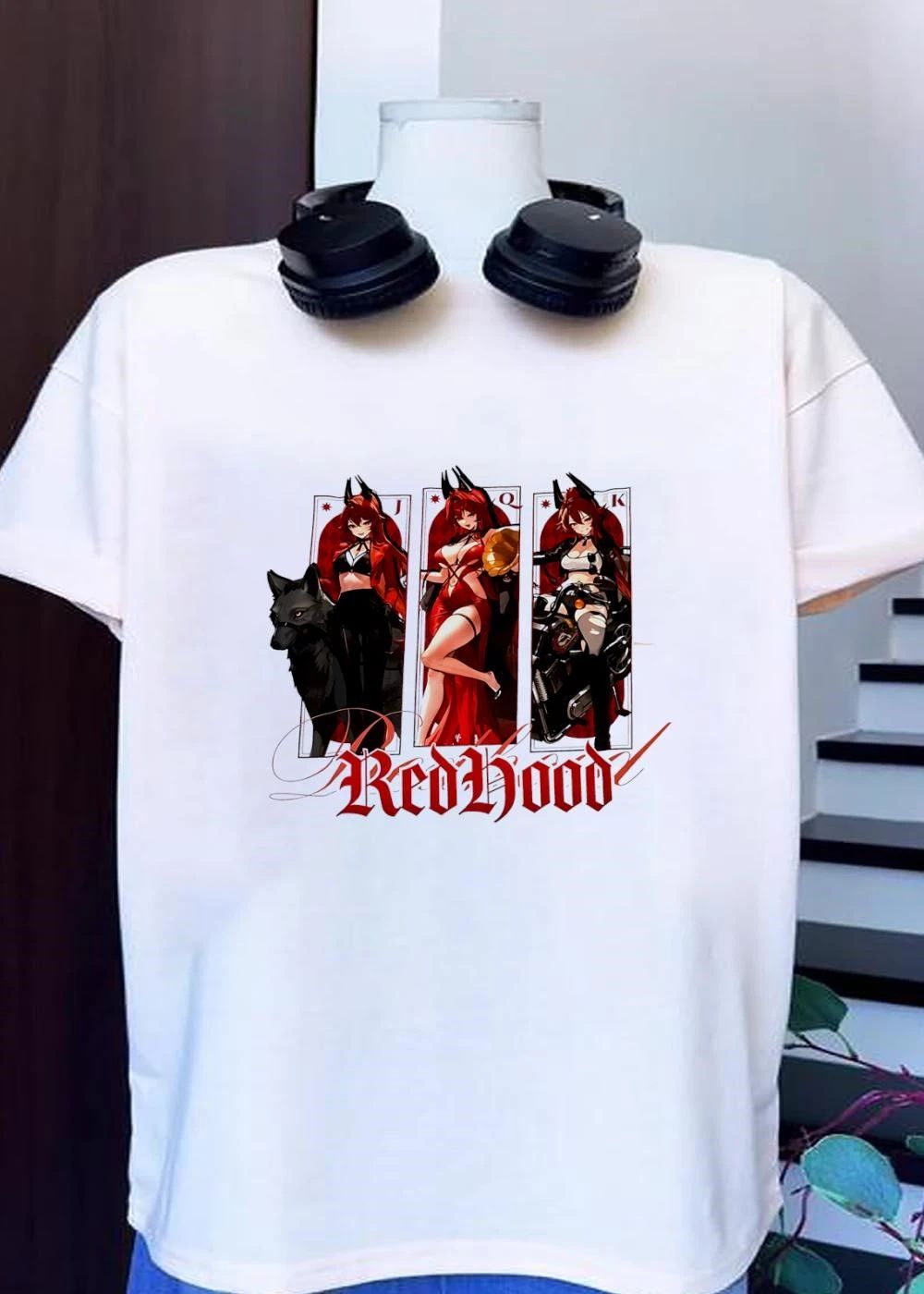 Red Hood Redhood Playing Card Anime Girl T-Shirt