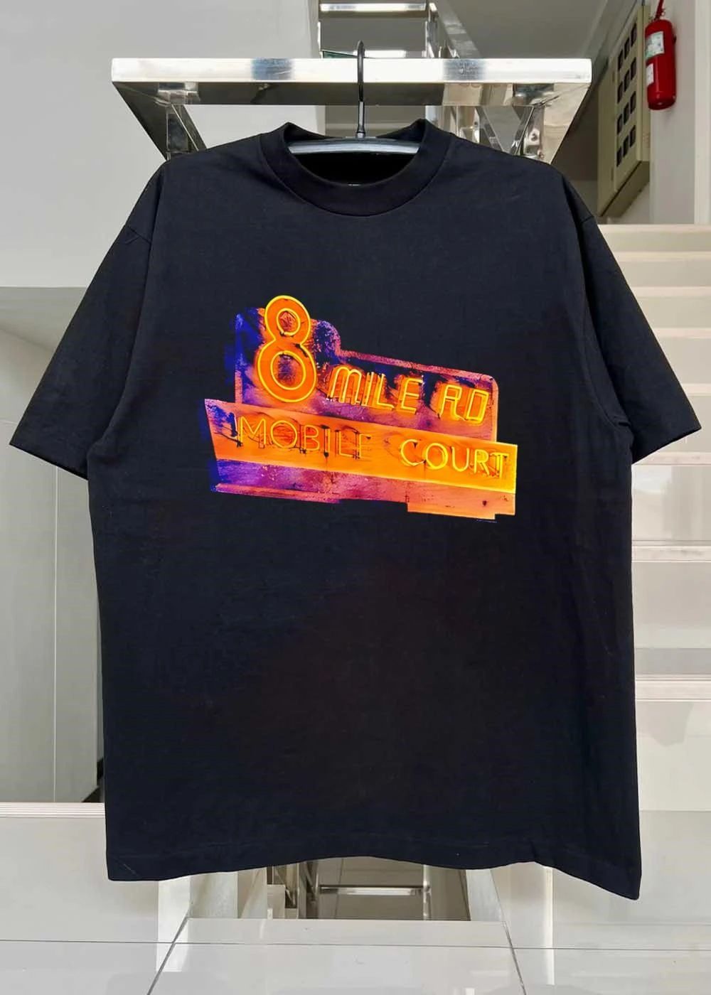 Detroit 8 Mile Road Mobile Court Neon Sign Eminem Movie Culture Hip Hop 2026 Throwback Shirt