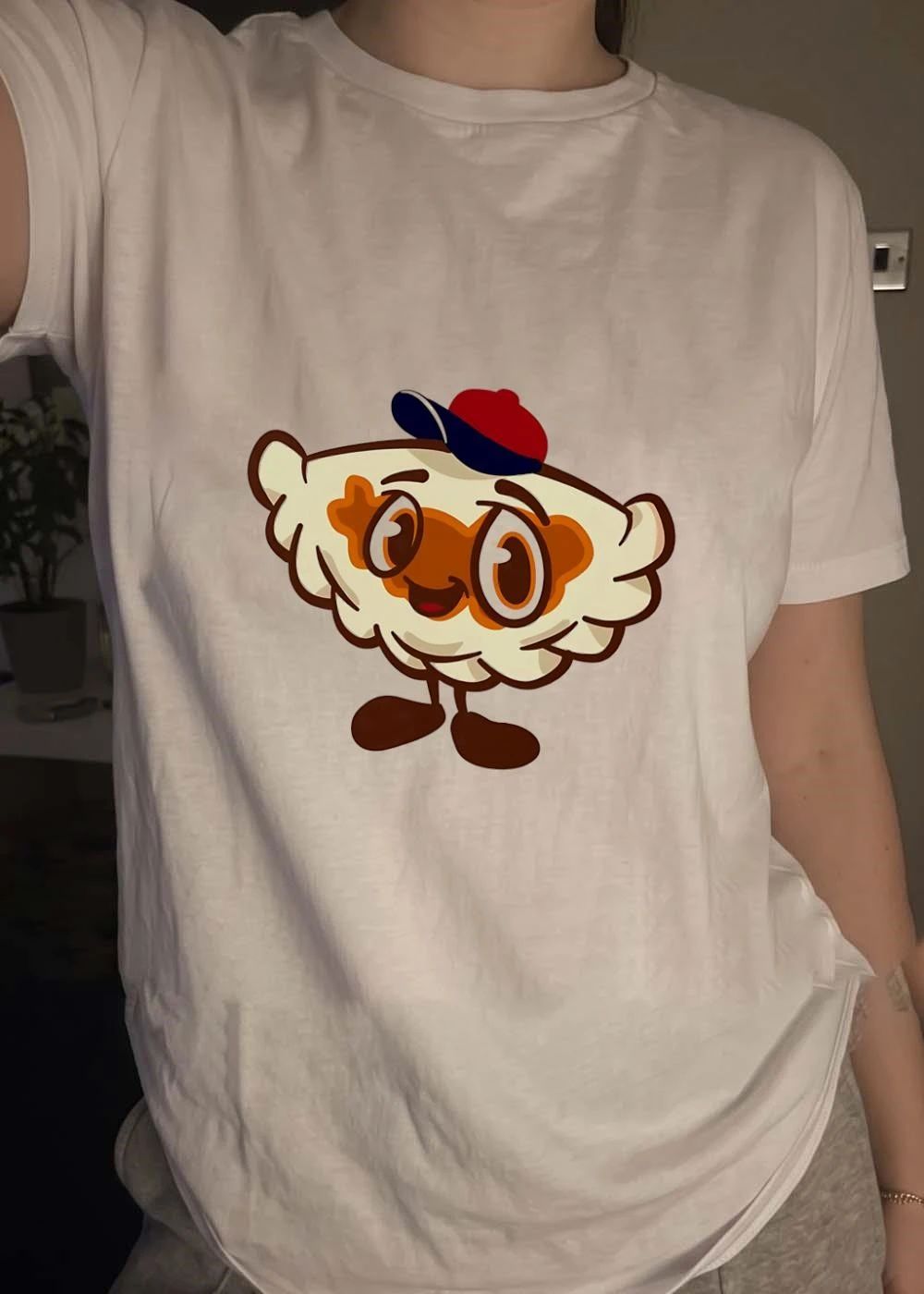 Pierogi Mascot with a Red Hat Cartoon Illustration T-Shirt
