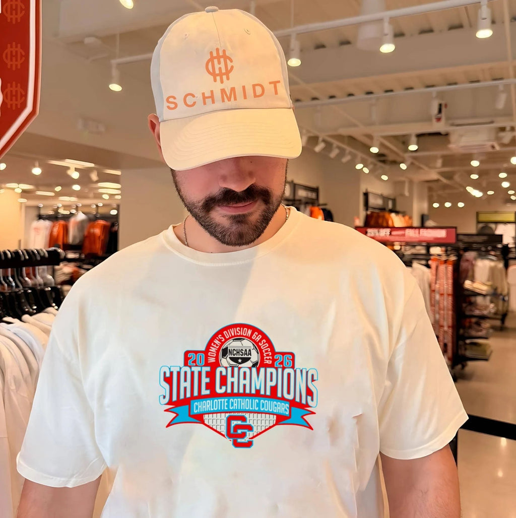 Charlotte Catholic Cougars 2026 NCHSAA Women’s Division 6A Soccer Champions shirt