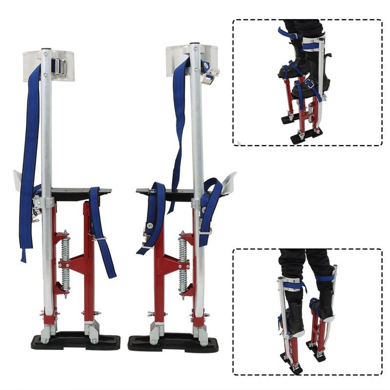 18″ – 30″ Aluminum Drywall Stilt Tool For Drywall, Wallpaper, Painting Tools Red