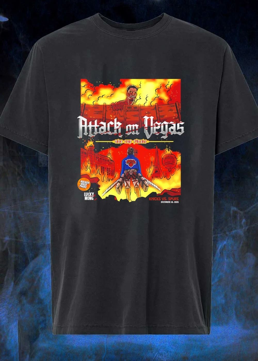 Lucky Mong Attack on Vegas NBA Cup Finals Knicks vs Spurs Shirt