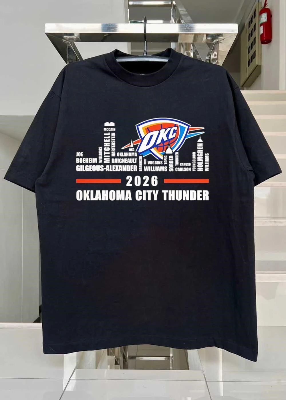 Joe Boeheim Gilgeous-Alexander Williams Mitchell Mccain Hartenstein Oklahoma Daigneault Okc Barnhizer Dort Wiggins Williams Topic Sorber Thunder Caruso Carlson shirt