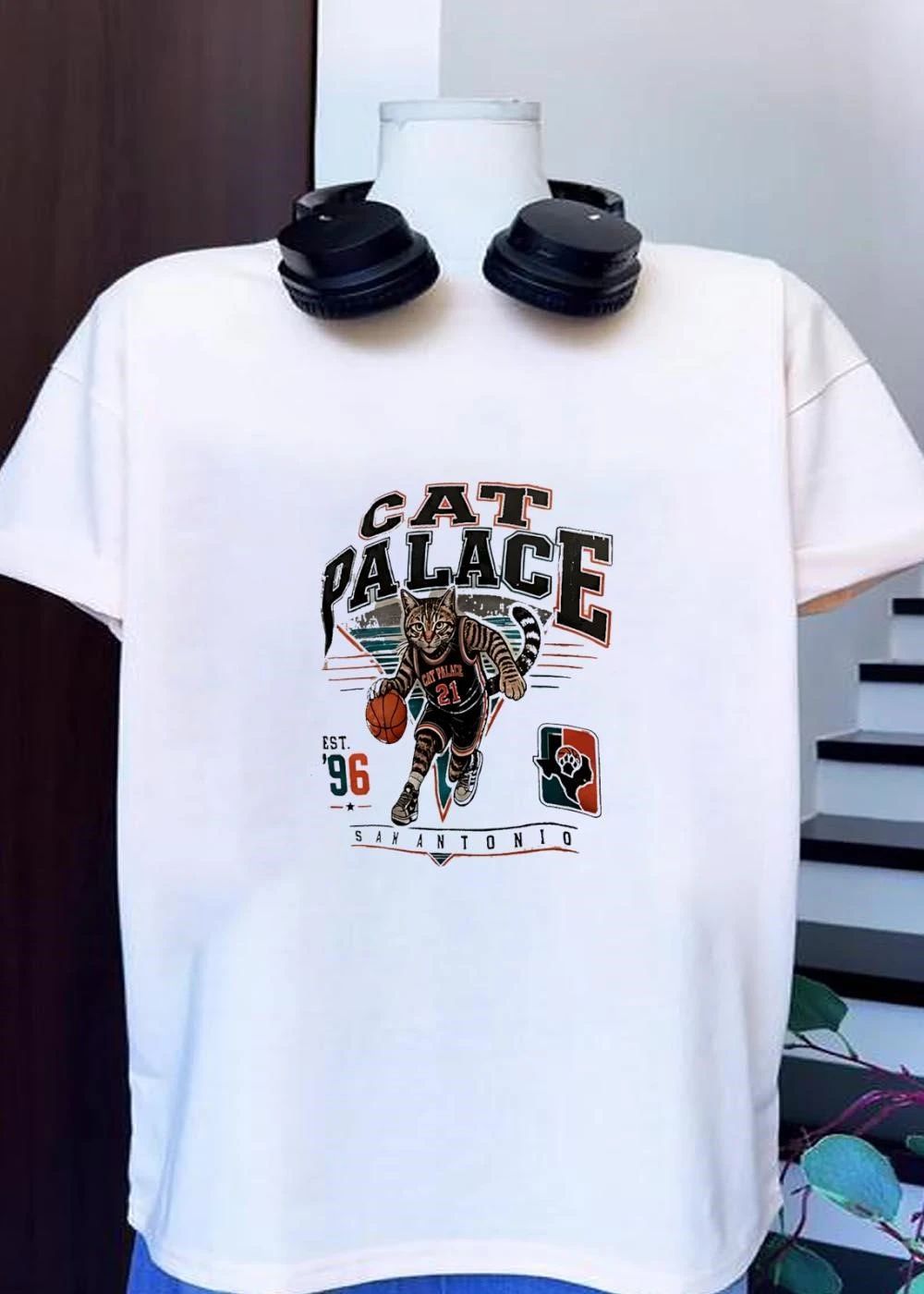 Est 96 Cat Palace San Antonio Basketball Player T-Shirt
