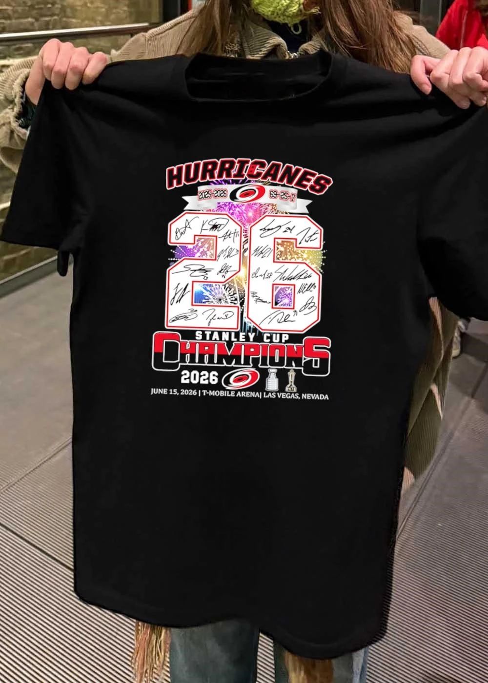 Hurricanes Signed 2025 2026 Stanley Cup Champions 69 25 7 T-Shirt