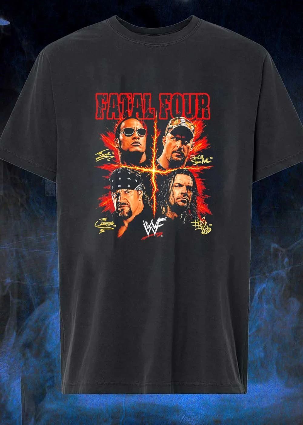 The Rock Stone Cold Steve Austin The Undertaker Triple H Fatal Four WWF T-Shirt