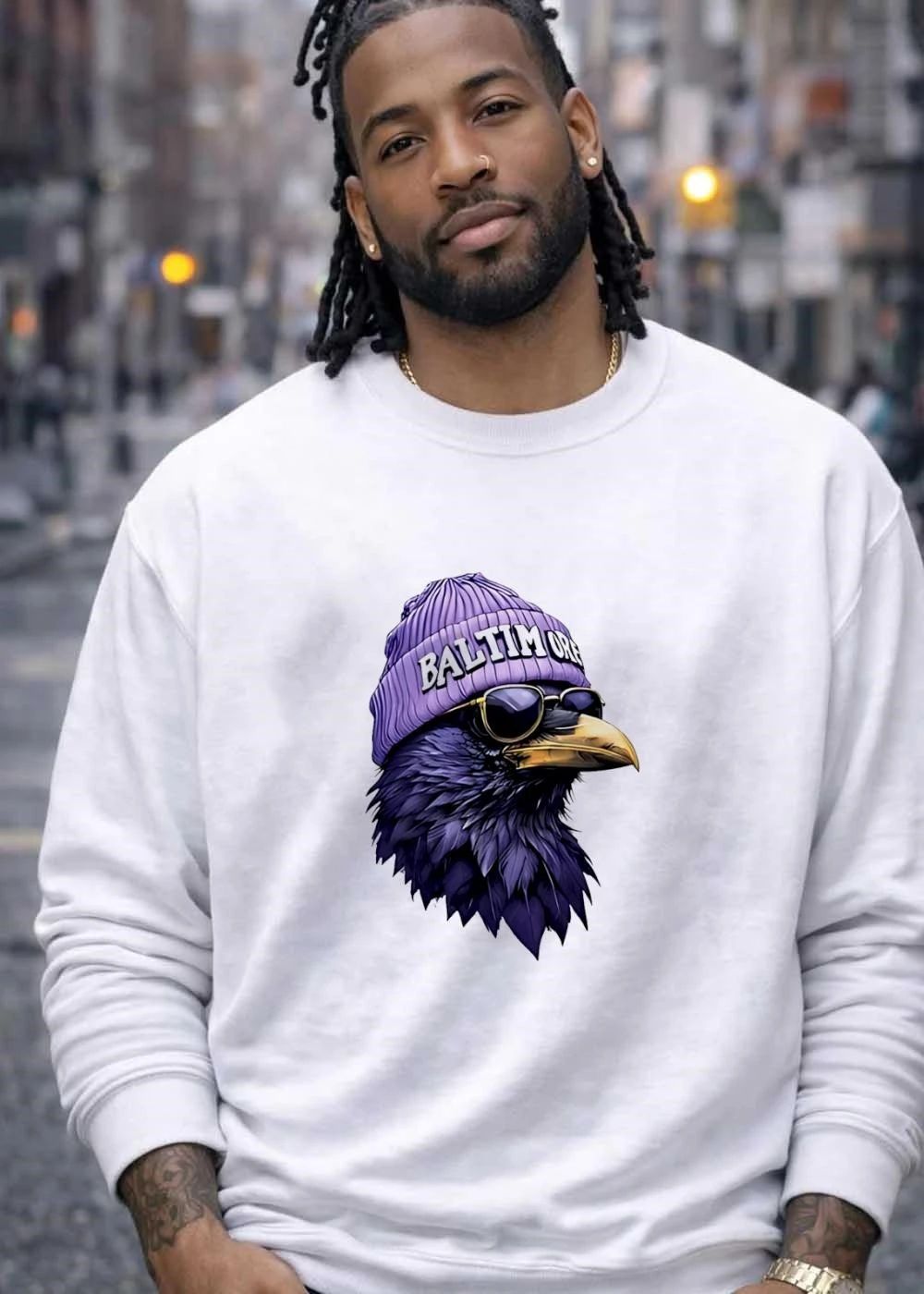 Cool Bird Gear Stylish Baltimore Raven Wearing a Beanie T-Shirt