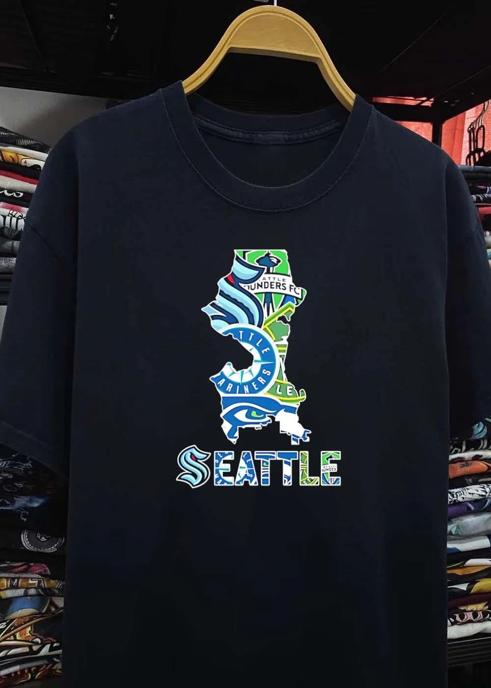 Seattle Sports Icons of Sounders Mariners Kraken Seahawks Apparel T-Shirt