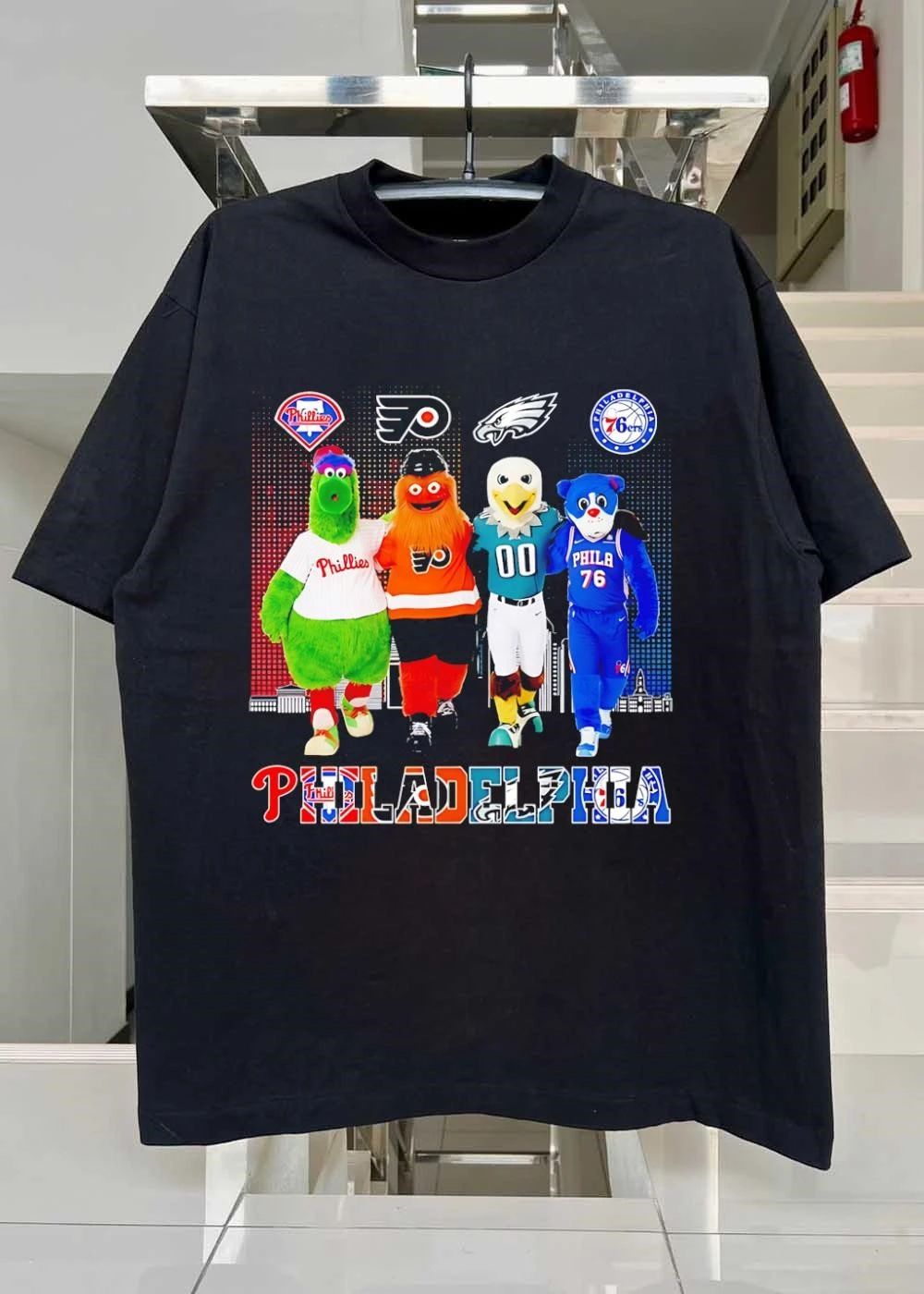 Philadelphia Sports Mascots Phillie Phanatic Gritty Swoop Hip Hop shirt
