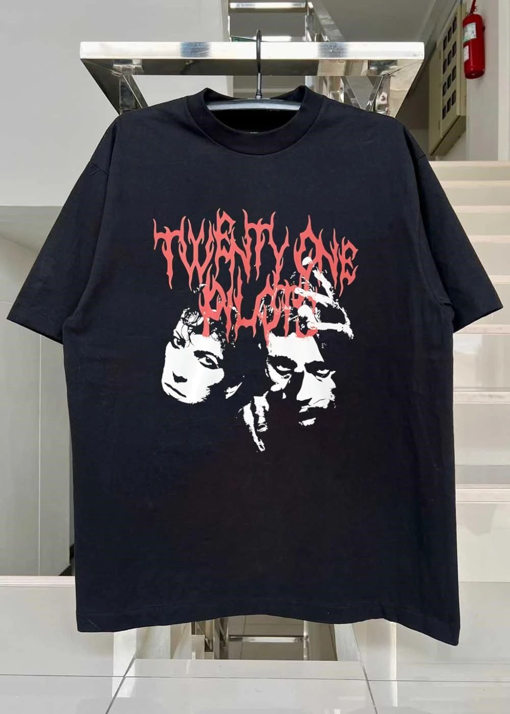 Twenty One Pilots Band Members With Skeleton Hand Black shirt