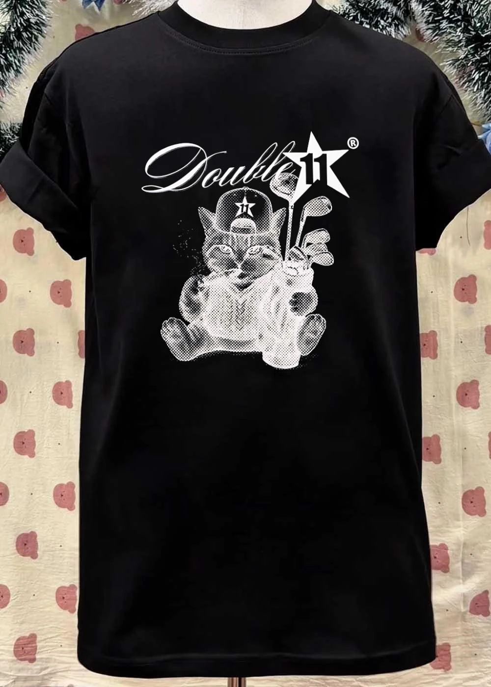 Double 11 Golfing Cat Smoking Baseball Cap Golf Clubs Star Logo Urban Streetwear 2026 Golf Future Shirt