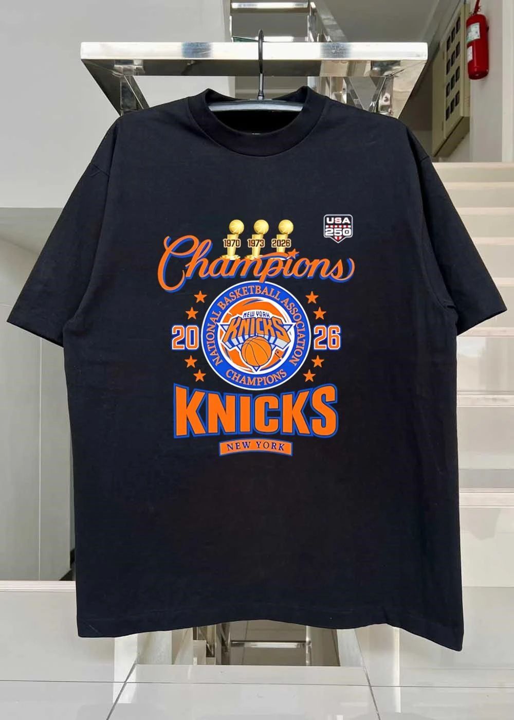 USA 250 Commemorative Champions 1970 1973 2026 National Basketball Association Knicks T-Shirt