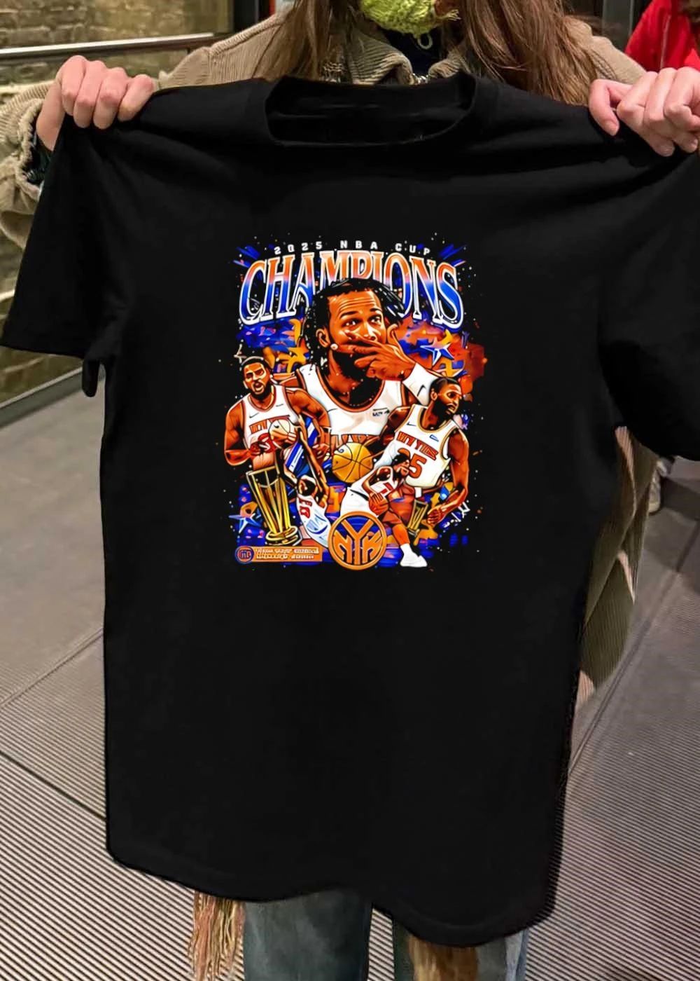 2025 NBA Cup Champions Knicks Players Roster Trophy Shirt
