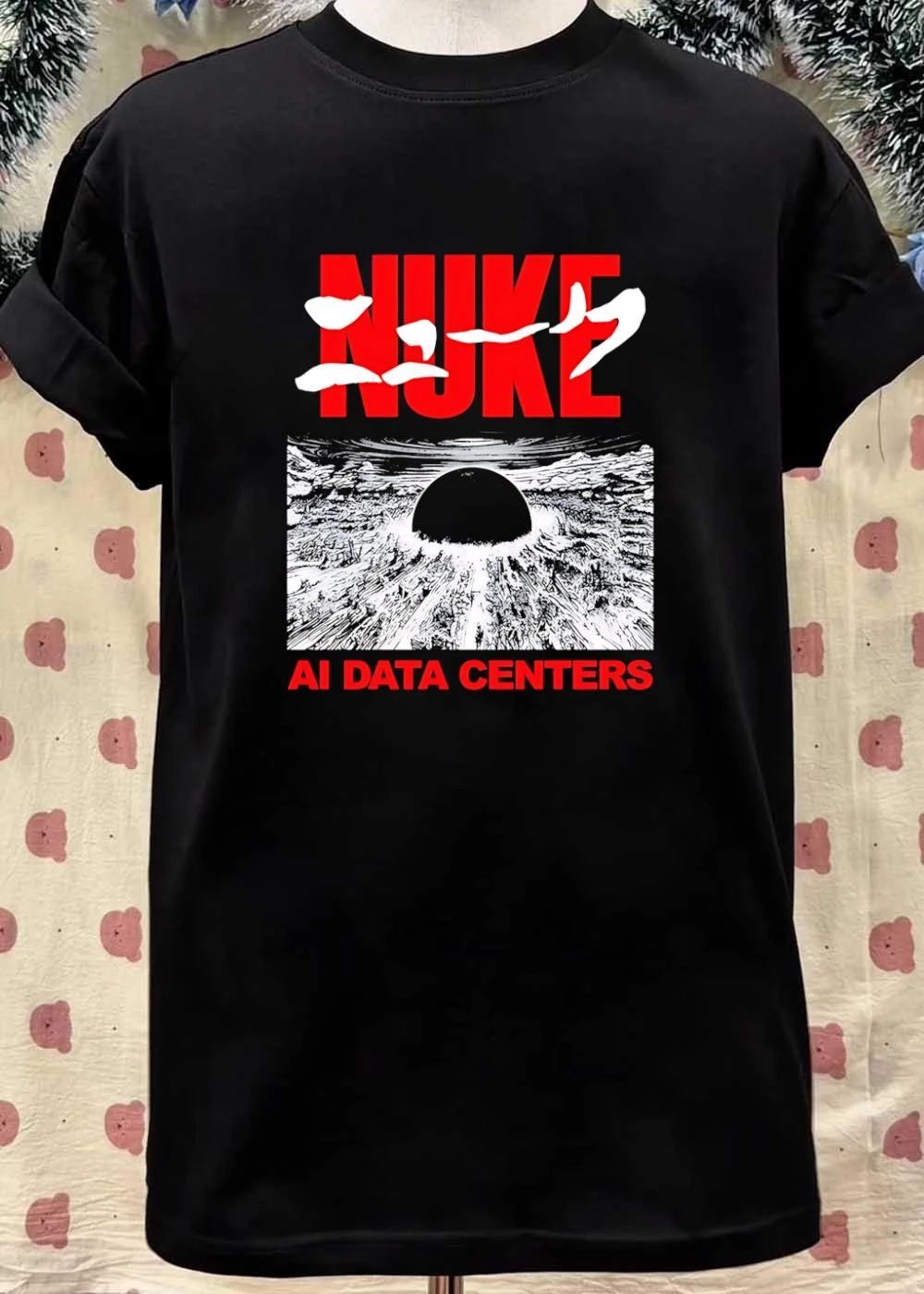 Nuke AI data centers nuclear explosion black sphere city destruction apocalypse shirt