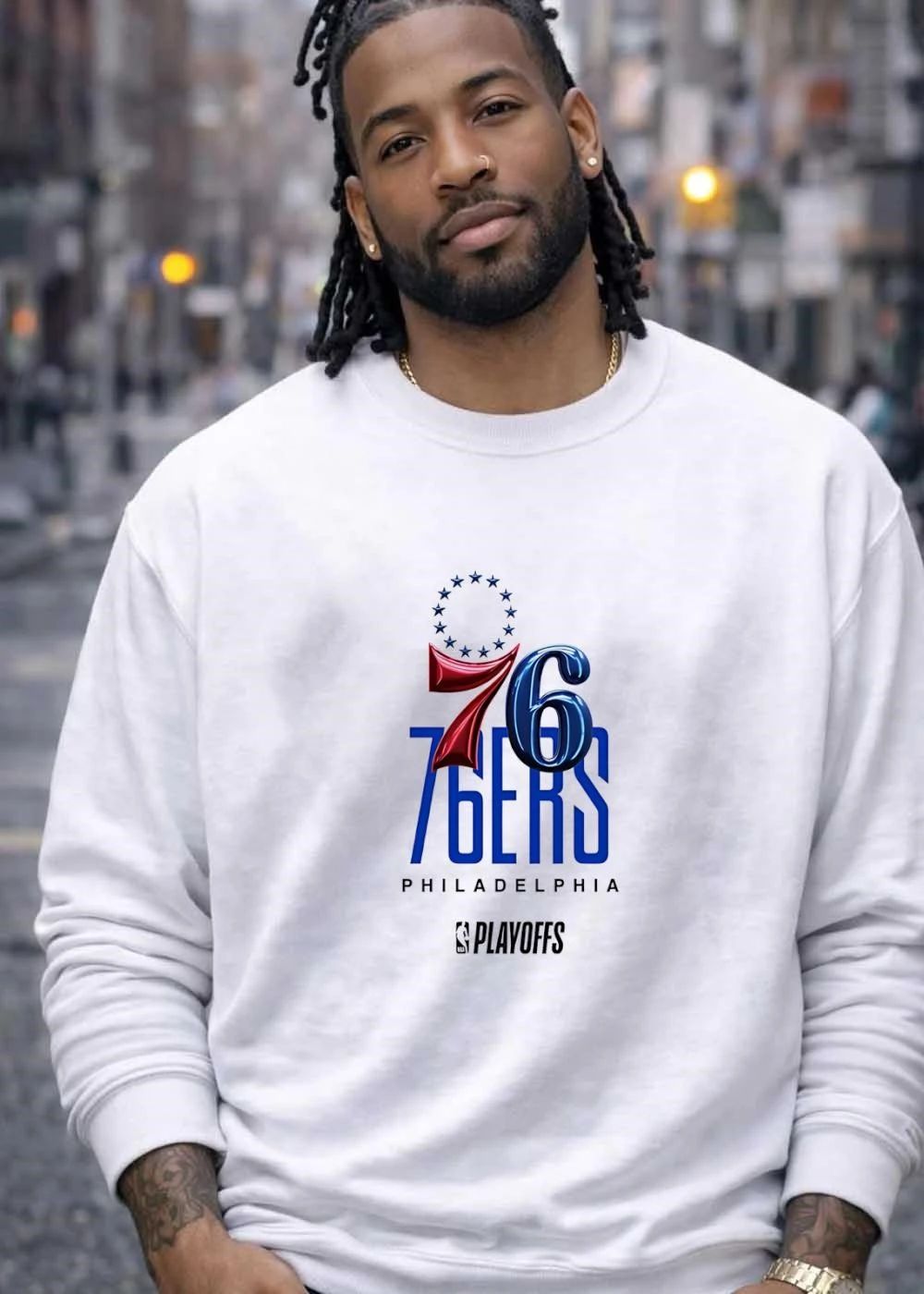 Philadelphia 76ers NBA Playoffs Team Logo White Shirt