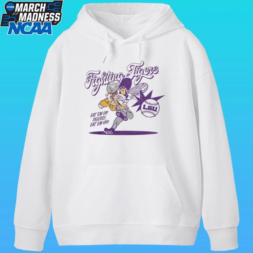 Fighting Tigers Lsu Baseball Eat Em Up Tigers Eat Em Up Lavender Ringer Shirt