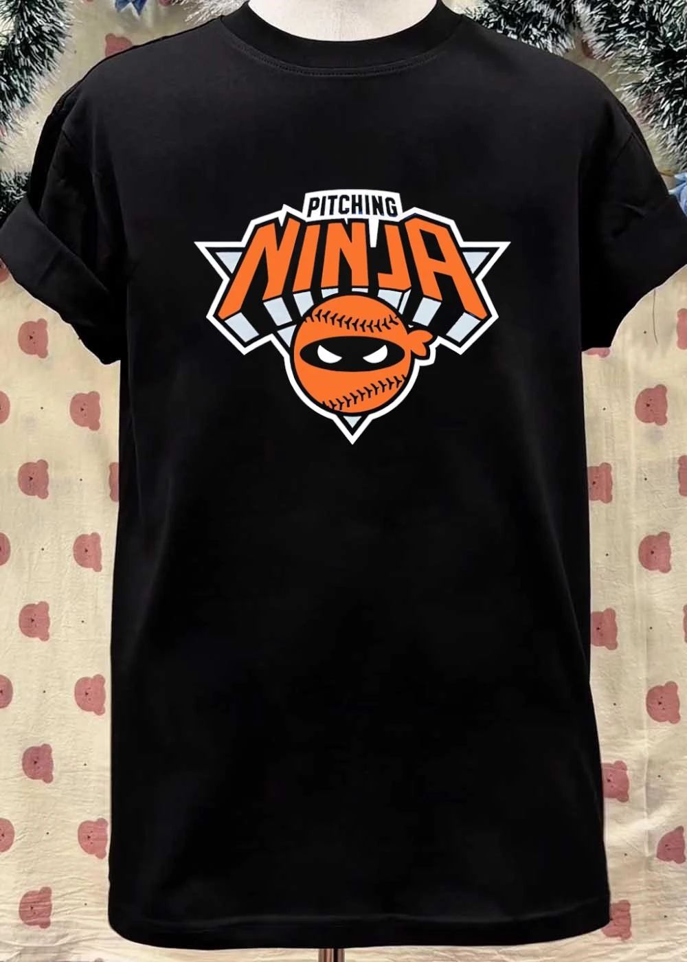 Roto Wear Pitching Ninja Baseball Mascot Logo Men’s T-Shirt