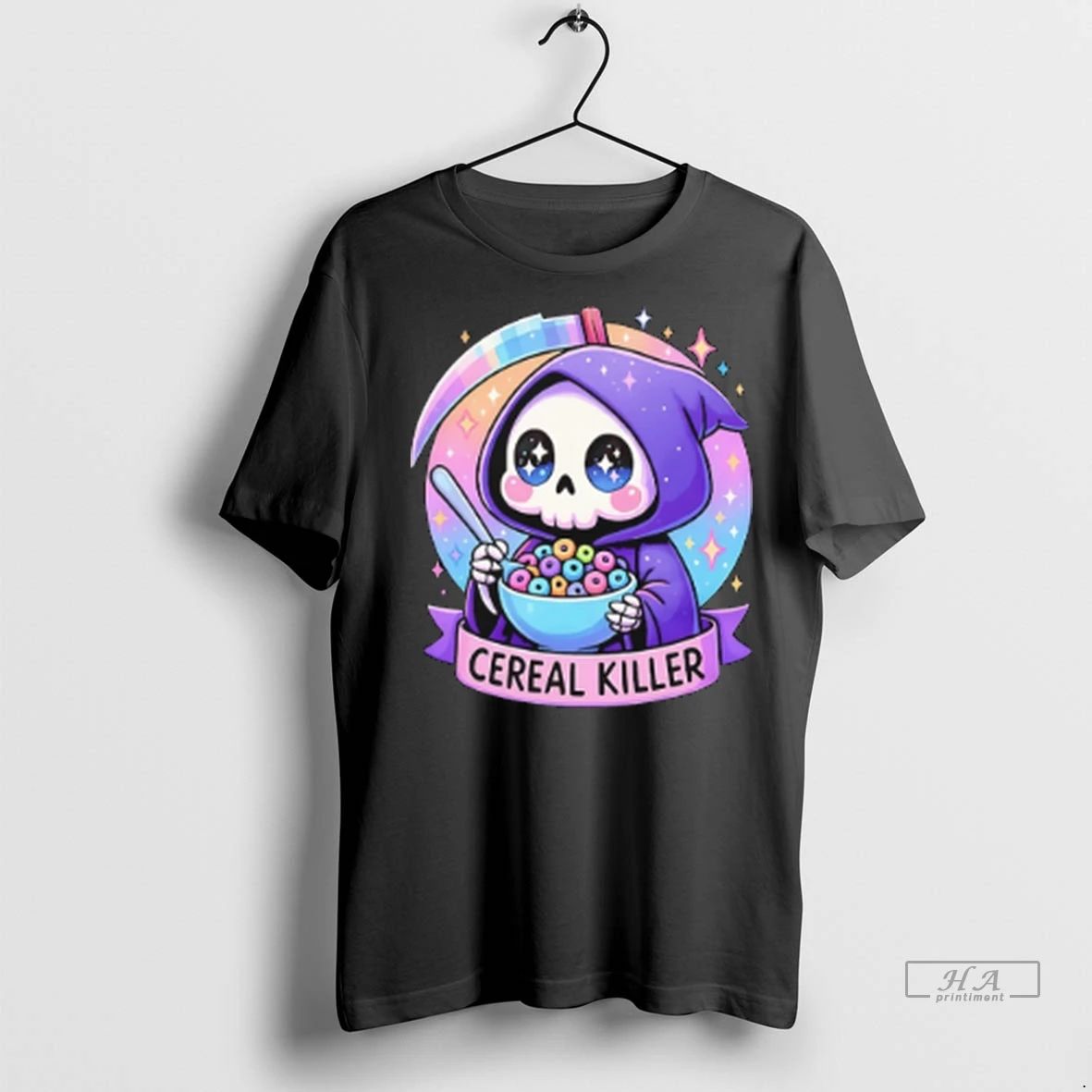Trendy Officials Skeleton Death Cereal Killer Cartoon Halloween Shirt Sweater