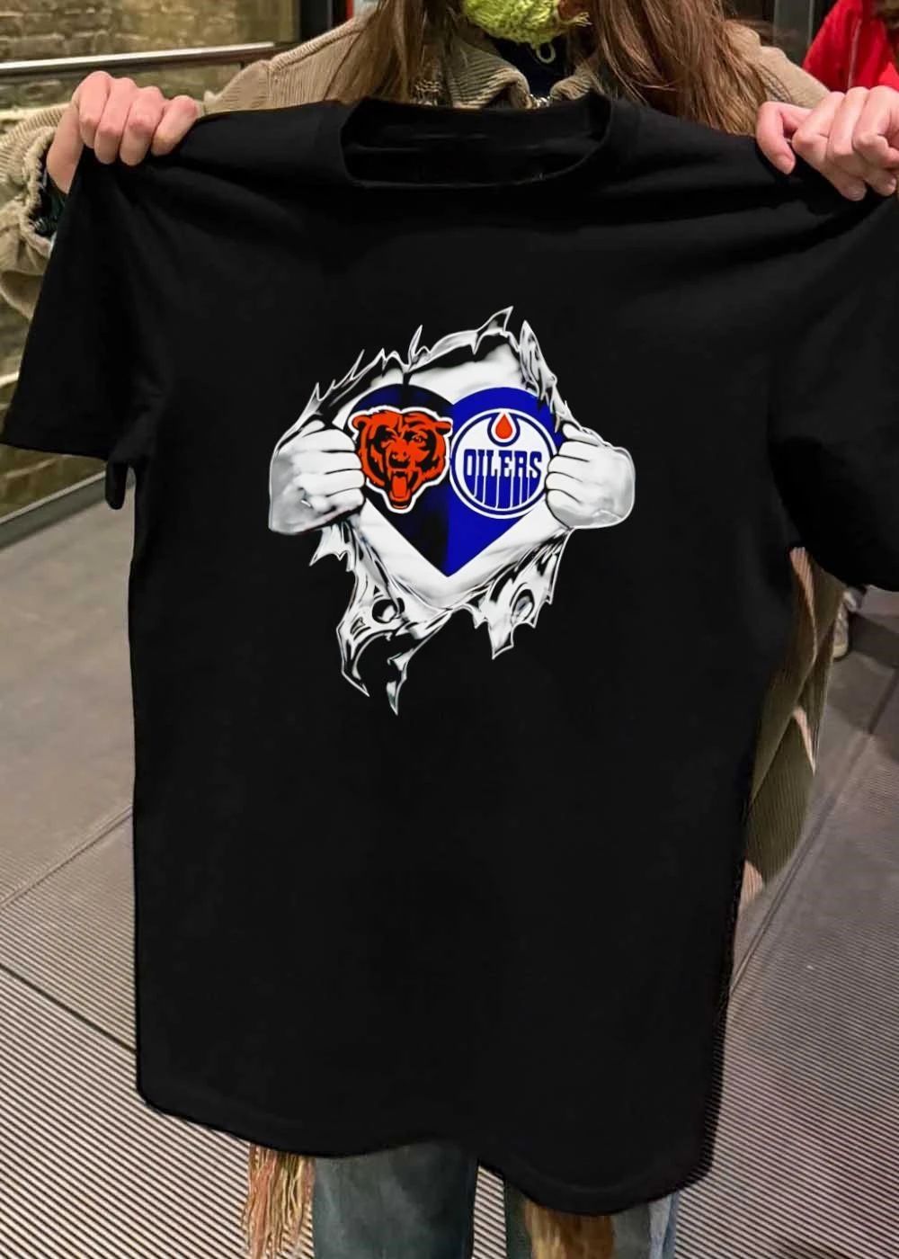 Fan Gear Showing Bear and Oilers Heart T-Shirt
