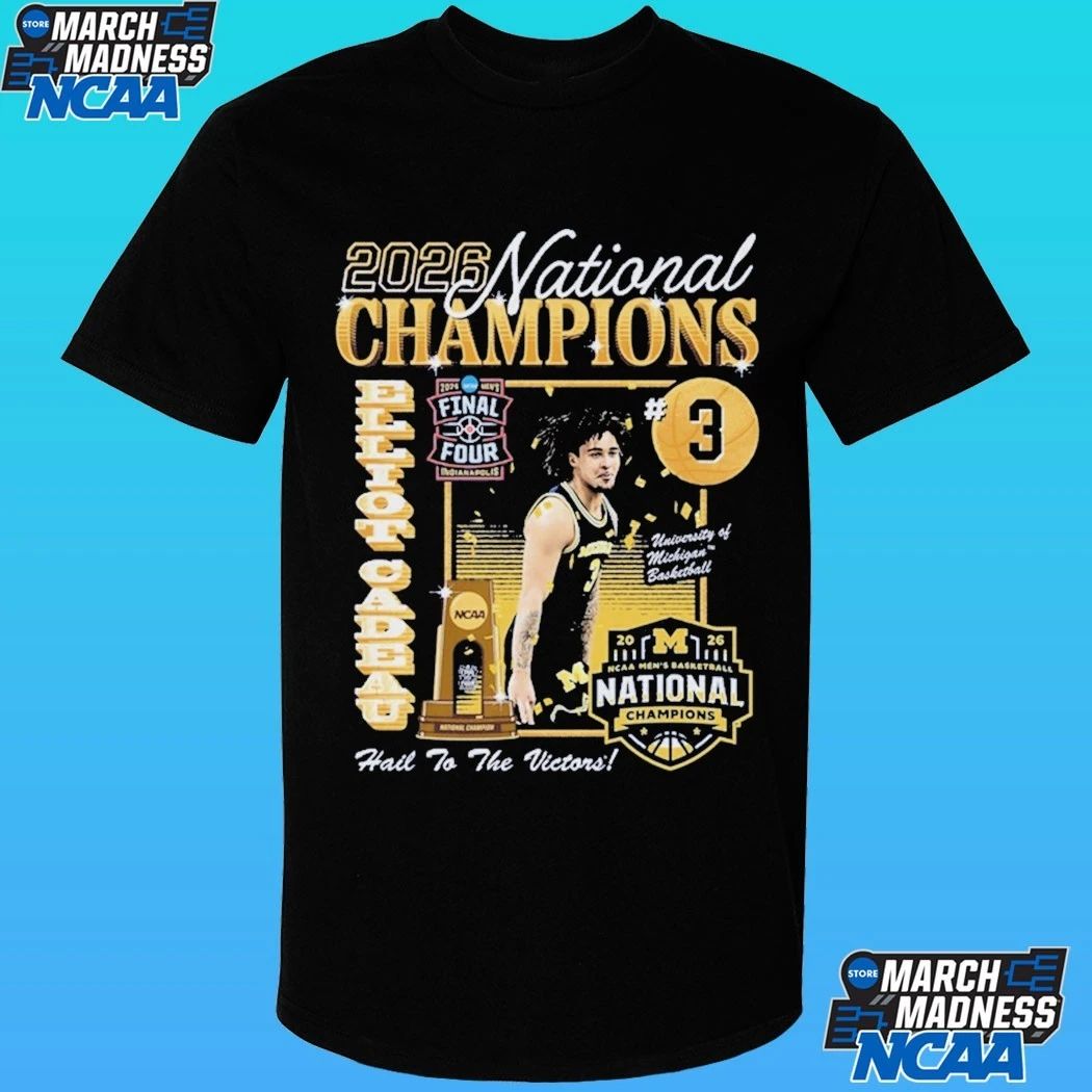 Michigan Wolverines Men’s Basketball Campus Ink 2026 National Champion #3 Elliot Cadeau Shirt