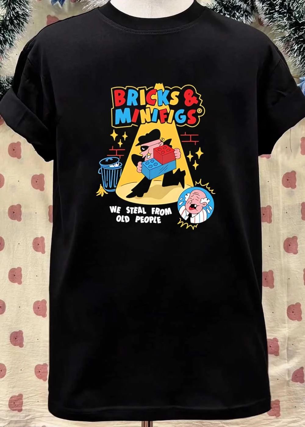 Bricks and Minifigs Thief Stealing Blocks We Steal from Old People T-Shirt