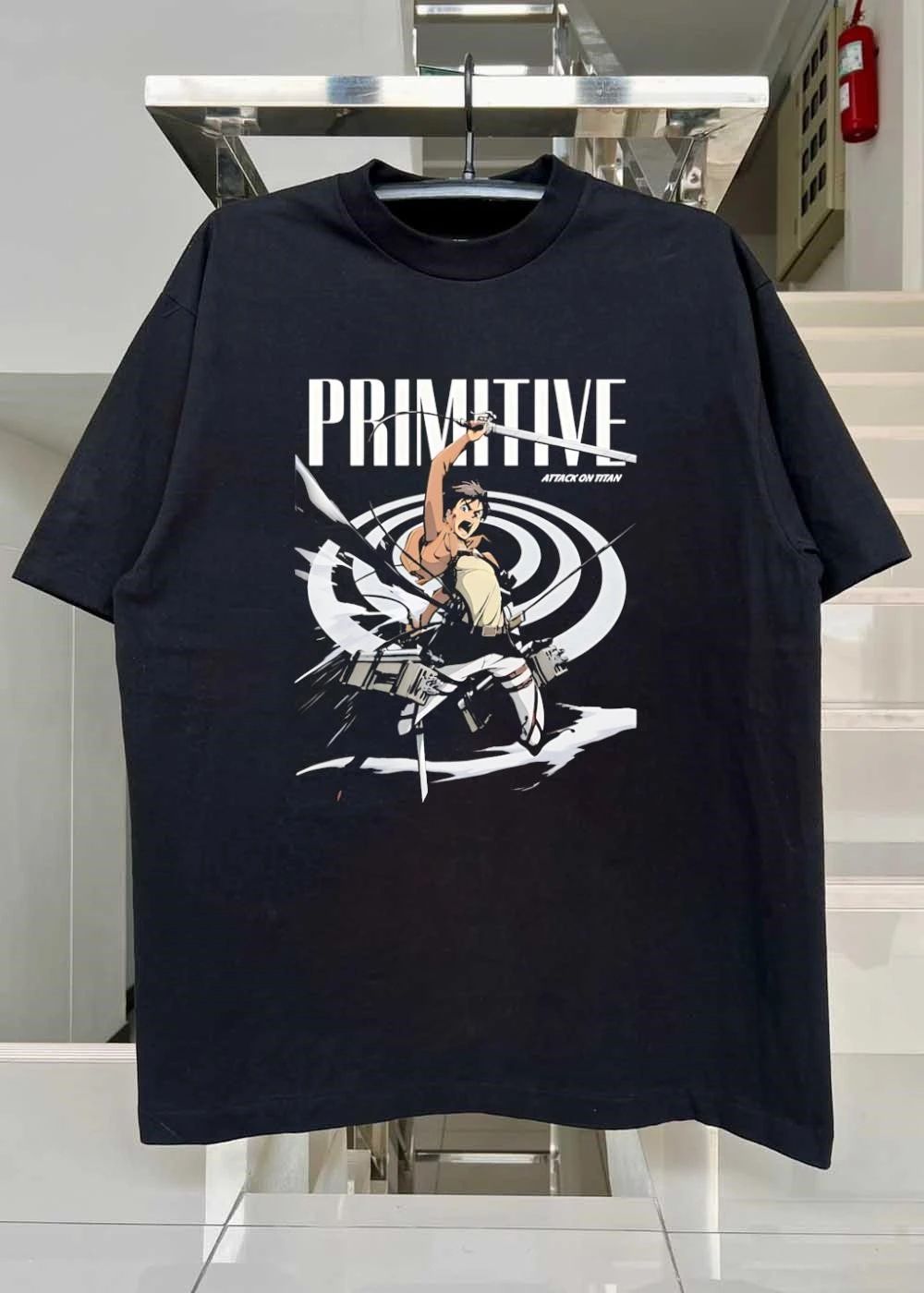 Primitive Attack on Titan Eren Yeager Swinging Sword Graphic T-Shirt