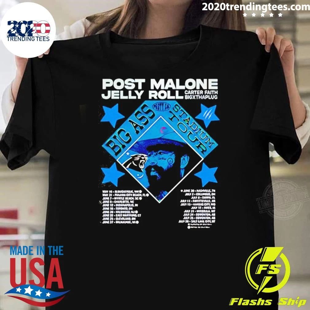 Charlotte Panthers X Post Malone Jelly Roll Big Ass Stadium Tour 2026 Shirt