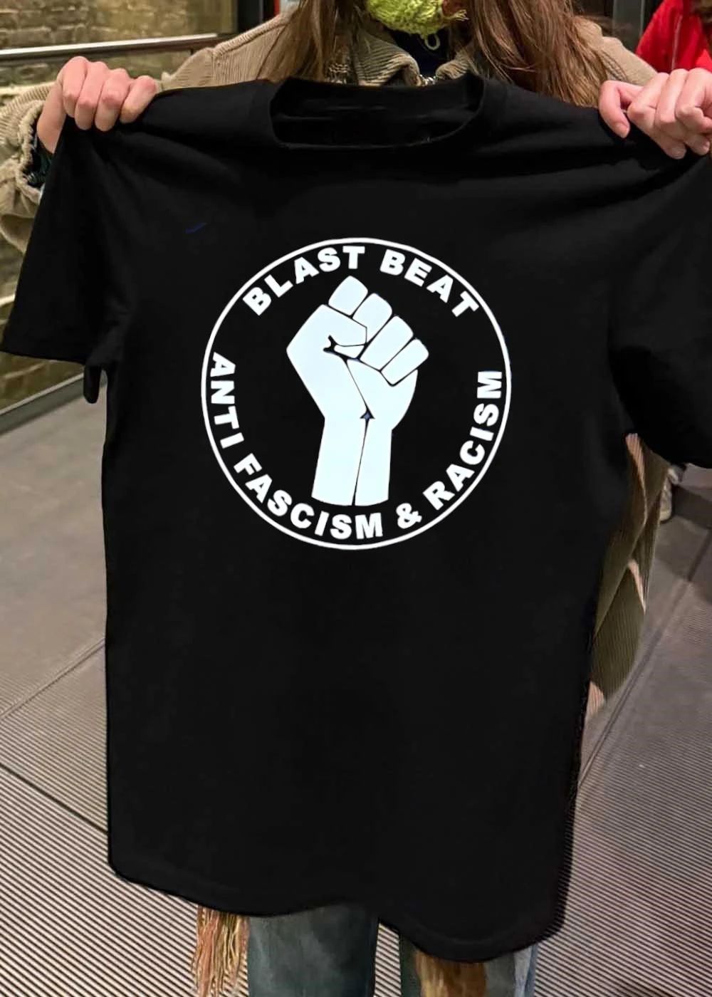 Blast Beat Anti Fascism and Racism Fist Protest T-Shirt