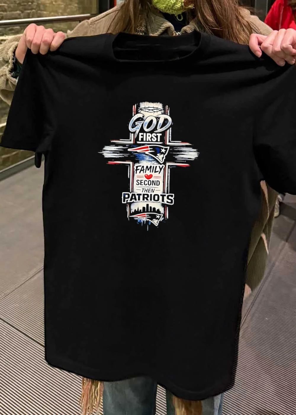 Patriots Shirt God First Family Second Then Patriots Cross T-Shirt