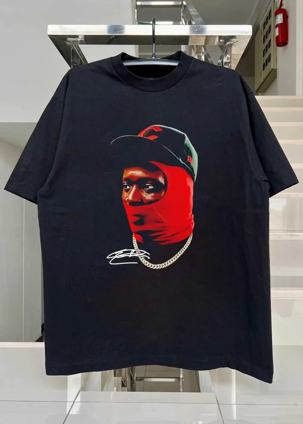 Eldrick Woods Wearing Red Balaclava and Cleveland Hat Graphic T-Shirt
