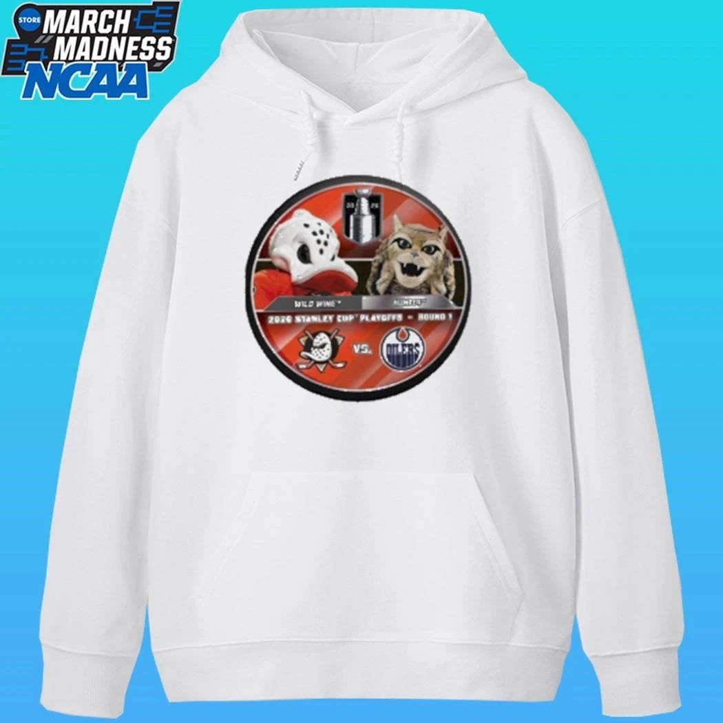 Edmonton Oilers Oilers 2026 Stanley Cup Playoffs Mascot Dueling Puck Hunter Vs Wild Wing Shirt
