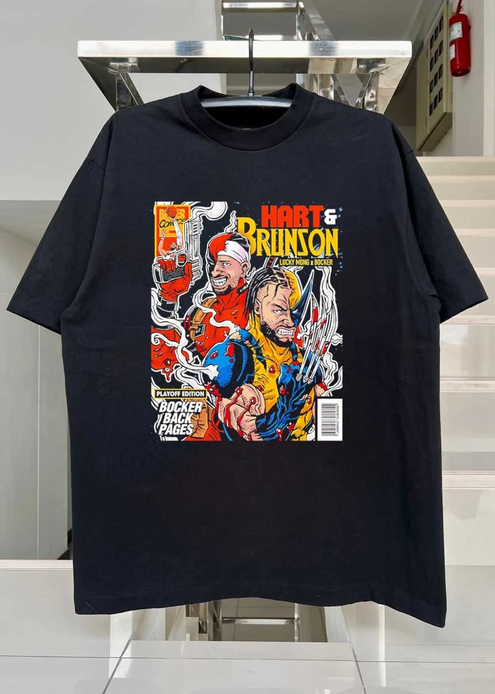 Lucky Mong x Bocker Hart and Brunson Playoff Edition Bocker Back Pages T-Shirt