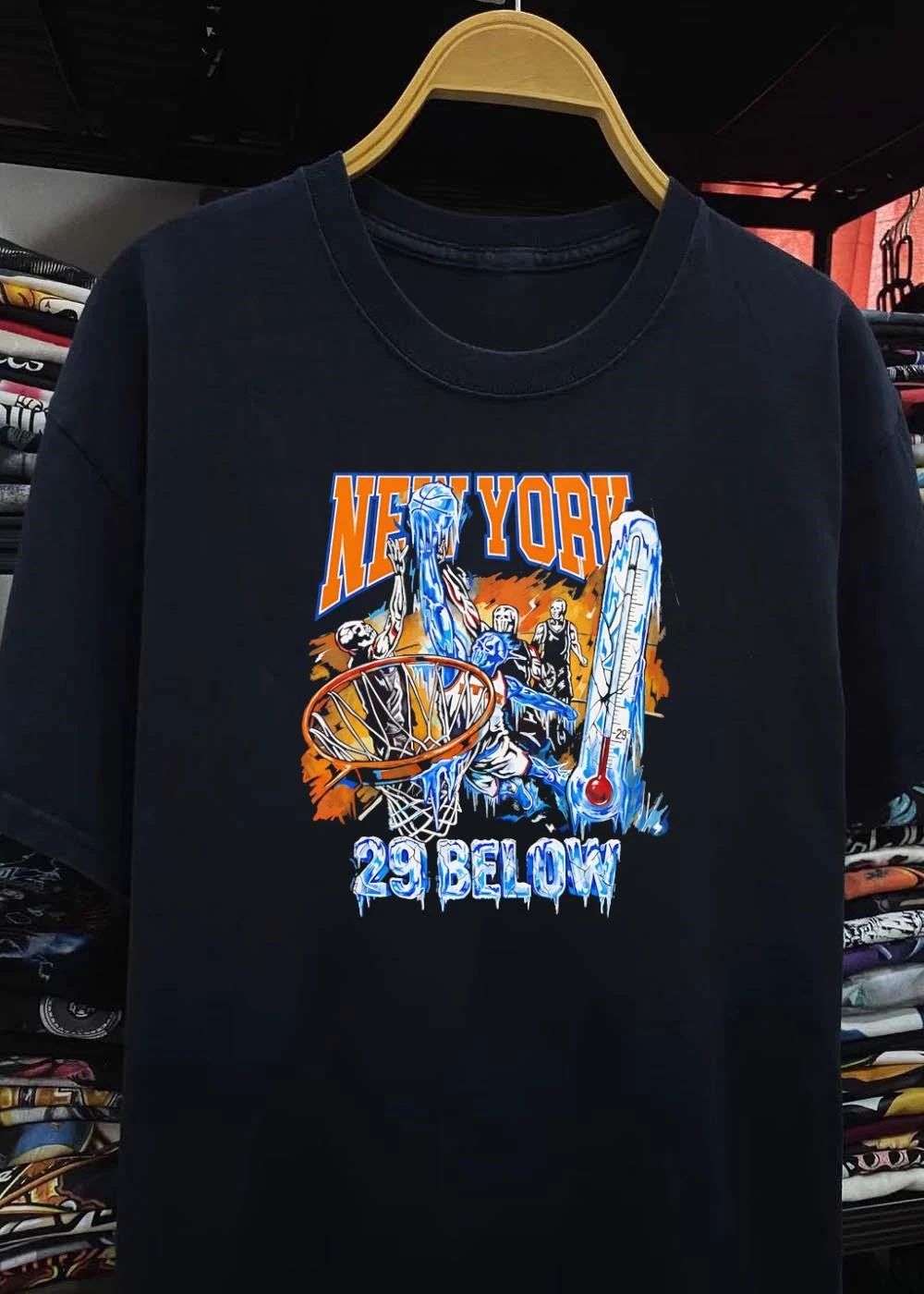Frozen Court New York 29 Below Basketball Skull Players T-Shirt