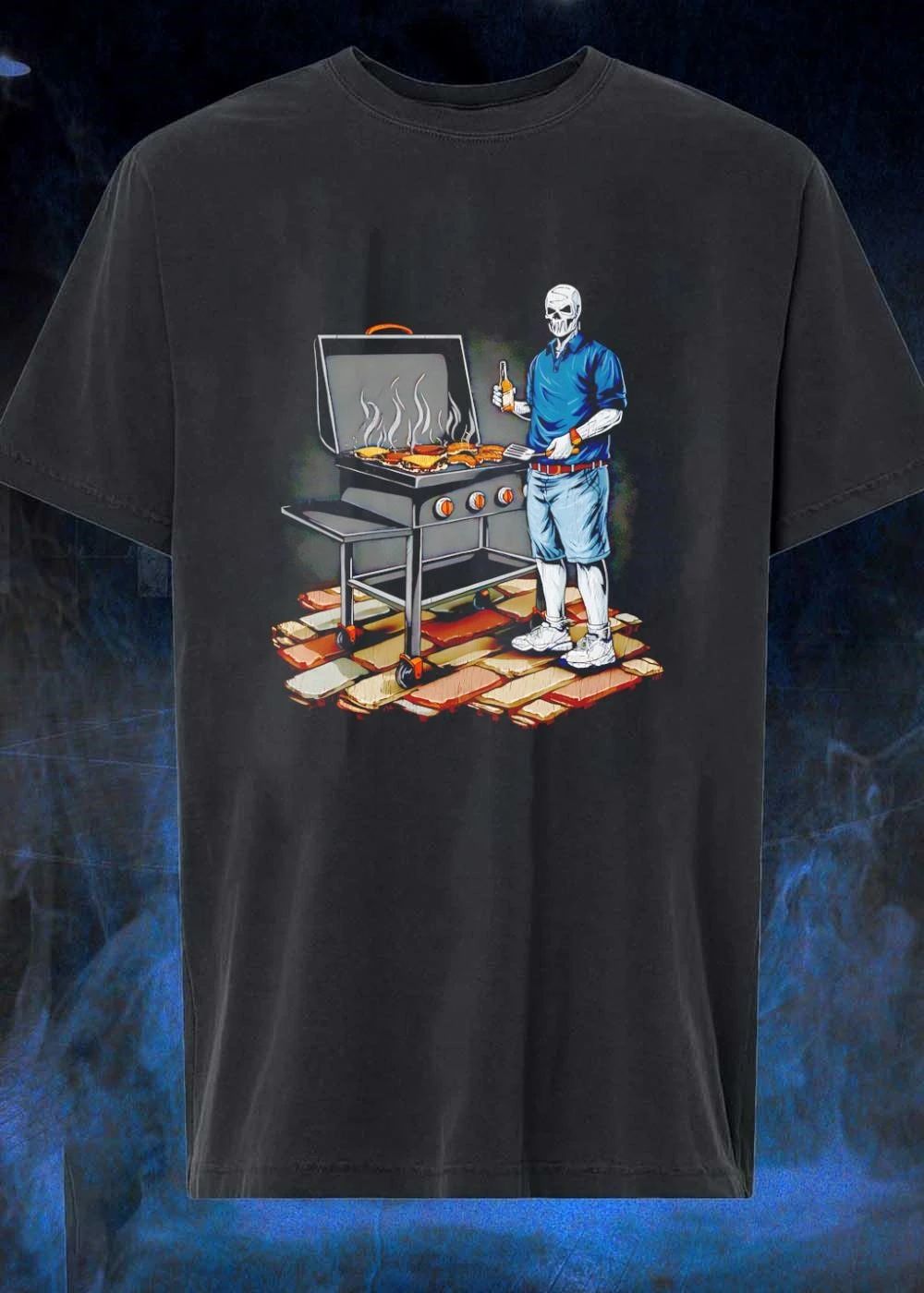 DADBBQ Grilling Skeleton With Beer and Burgers T-Shirt