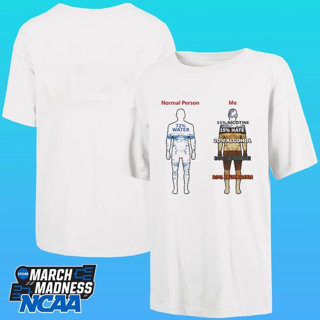 Normal Person Vs Me Nicotine Hate Alcohol Caffeine Ibuprofen Shirt
