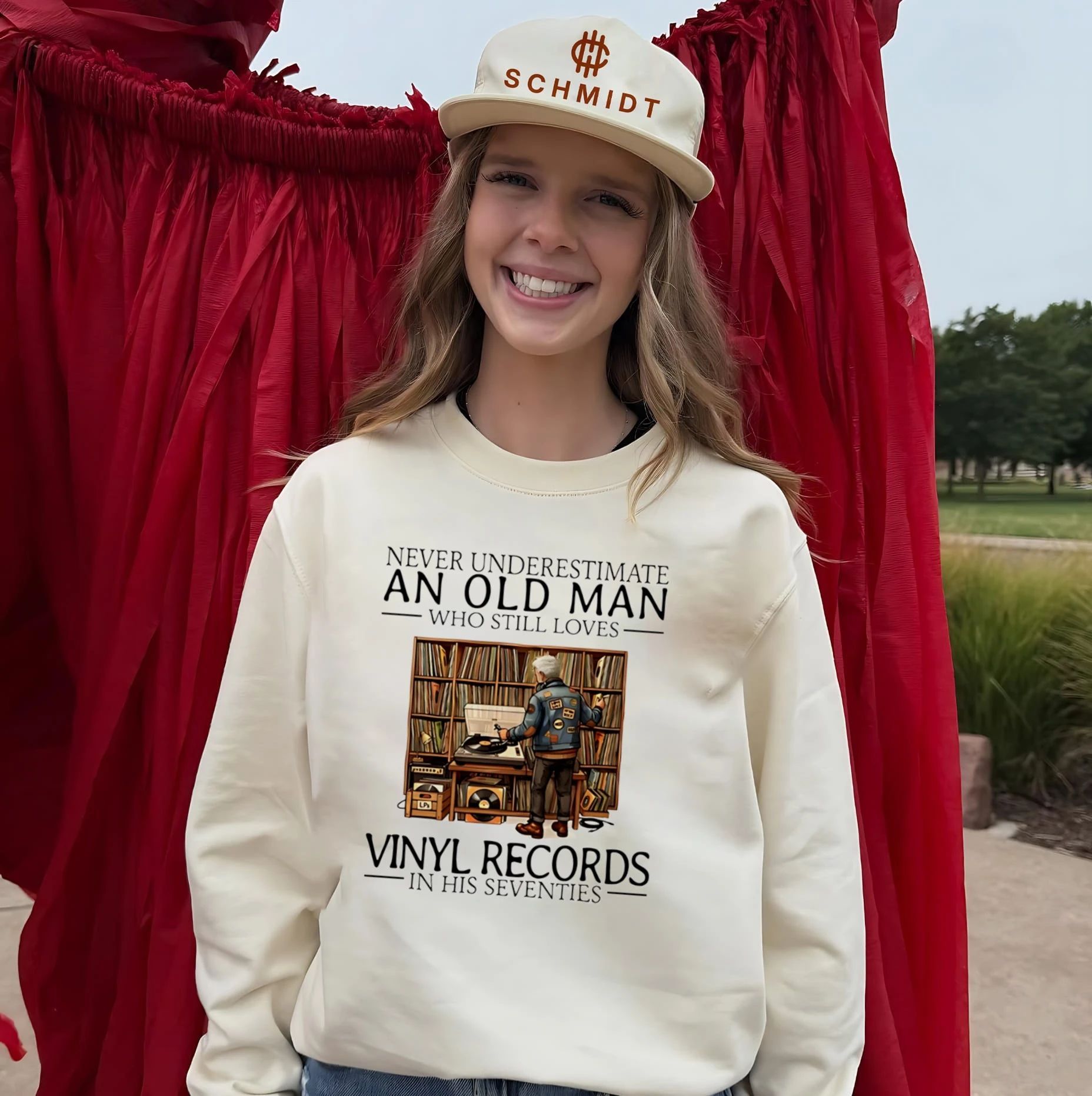 Never underestimate an old man who still loves vinyl records in his seventies shirt