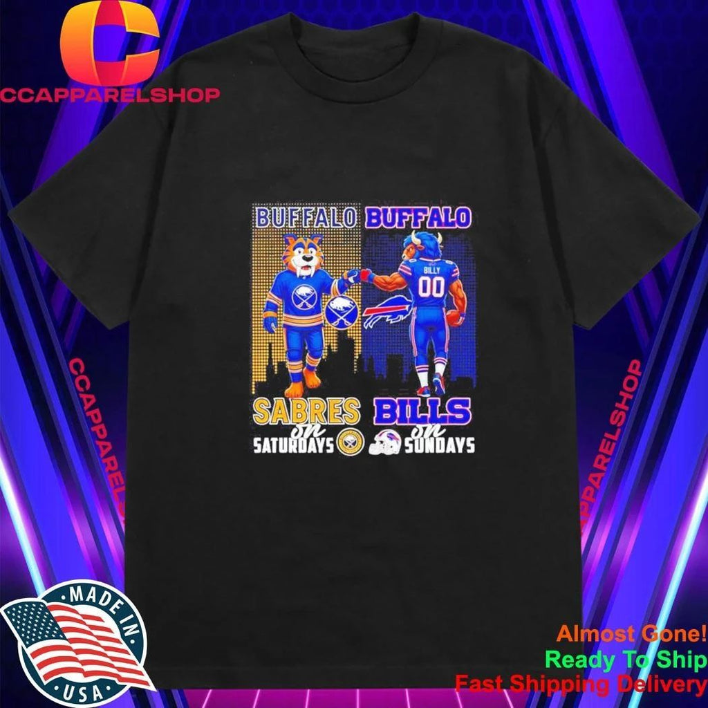 Buffalo Sabres Bills Mascots Fist Bump On Saturdays On Sundays Shirt