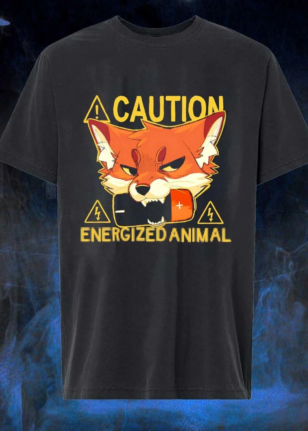 Fox holding a battery Caution Energized Animal shirt