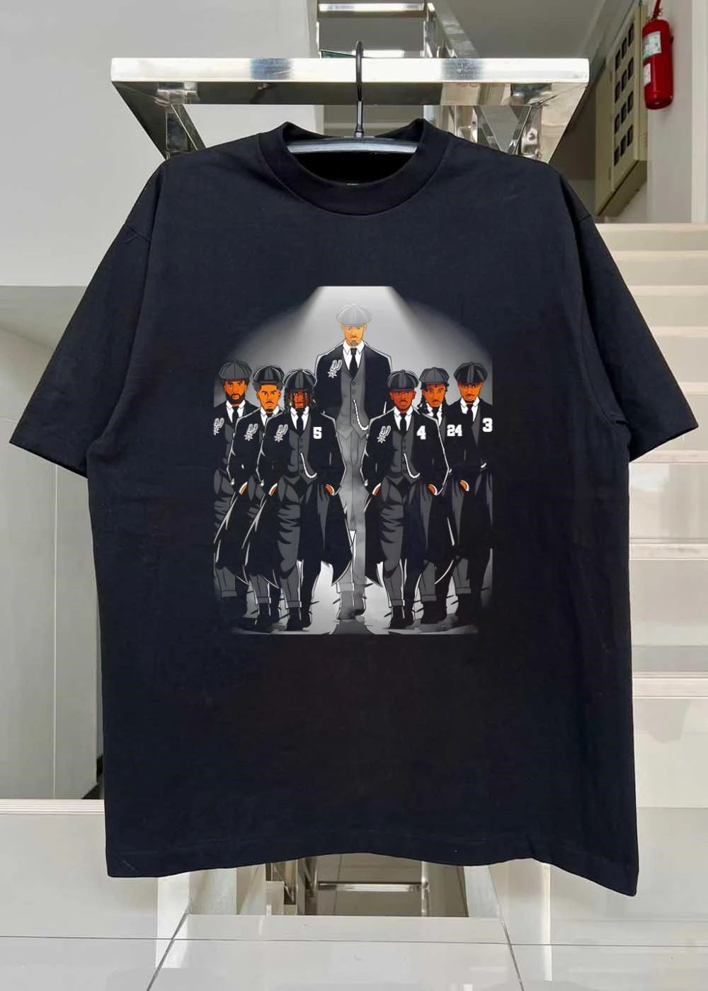 Peaky Blinders Style Basketball Players Walking 5 4 24 3 San Antonio Spurs T-Shirt