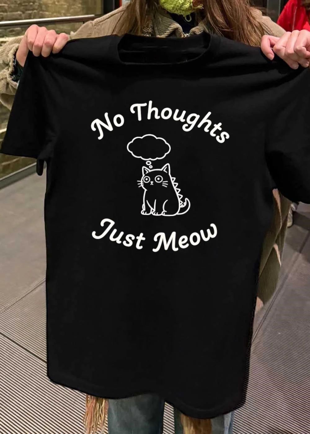 No Thoughts Just Meow Thought Bubble Stegosaurus Cat shirt
