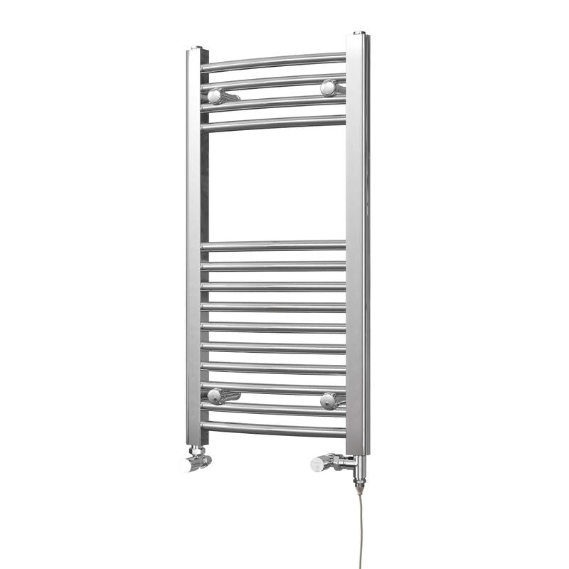 Zennor – Chrome Dual Fuel Towel Rail H800mm x W400mm Standard – Curved