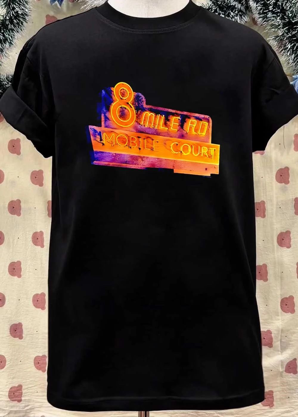 Detroit 8 Mile Road Mobile Court Neon Sign Eminem Movie Culture Hip Hop 2026 Throwback Shirt