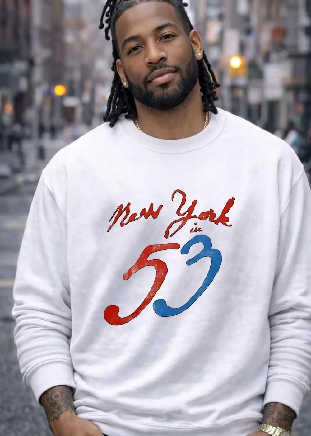 New York in 53 Script Logo Print Casual T-Shirt