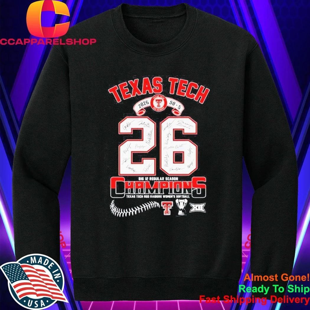 Texas Tech Red Raiders 2026 Big 12 Regular Season Champions Softball Shirt