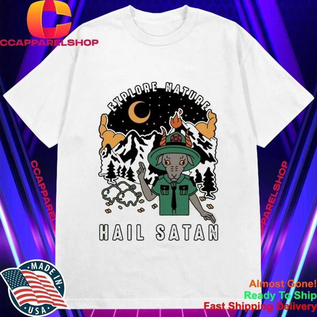 Goat Explore Nature Hail Satan Shirt