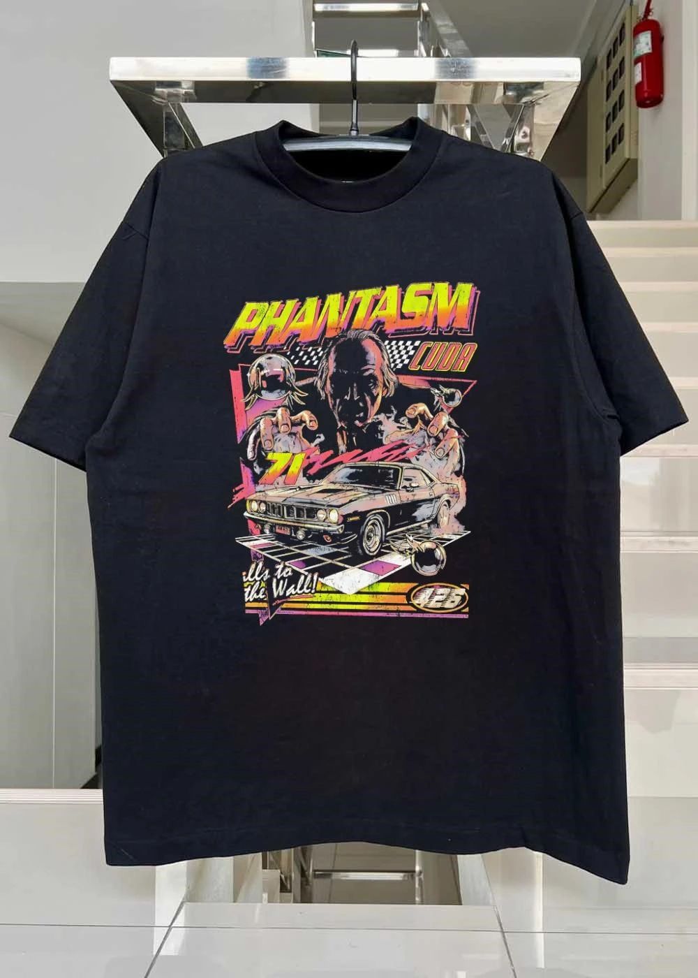 Tall Man Reaches for the 1971 Hemi Phantasm Cuda 426 Calls to the Wall T-Shirt