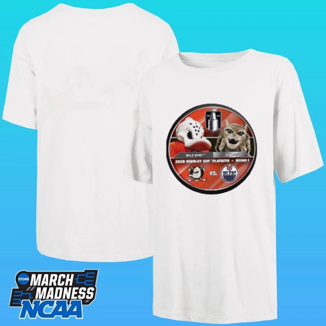 Edmonton Oilers Oilers 2026 Stanley Cup Playoffs Mascot Dueling Puck Hunter Vs Wild Wing Shirt
