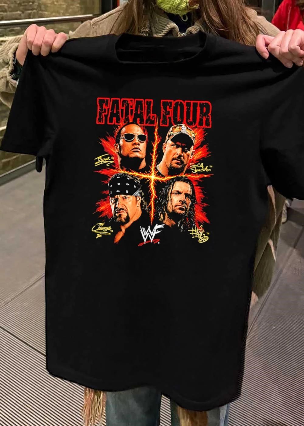 The Rock Stone Cold Steve Austin The Undertaker Triple H Fatal Four WWF T-Shirt