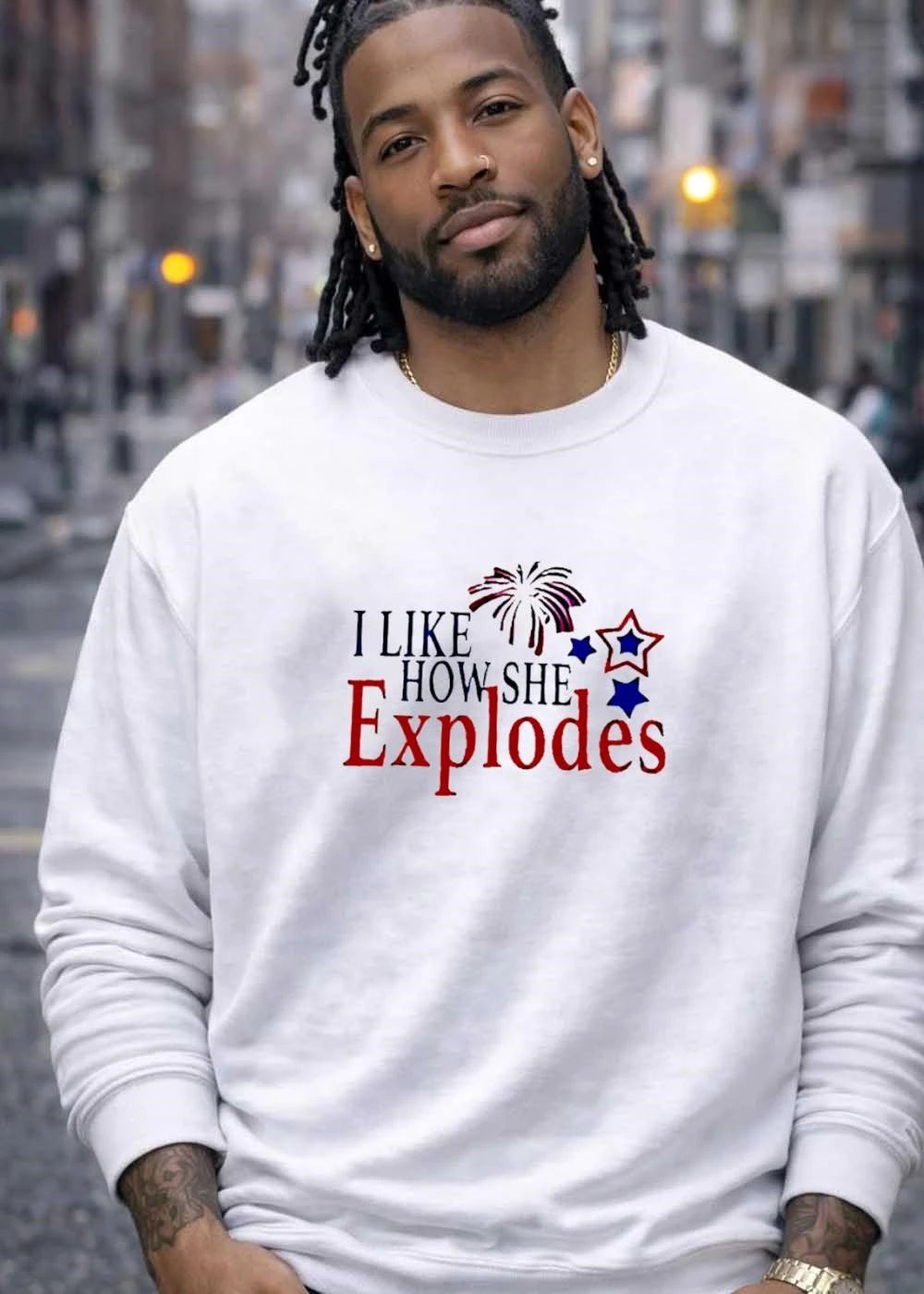 I Like How She Explodes Fourth of July Patriotic Fireworks T-Shirt